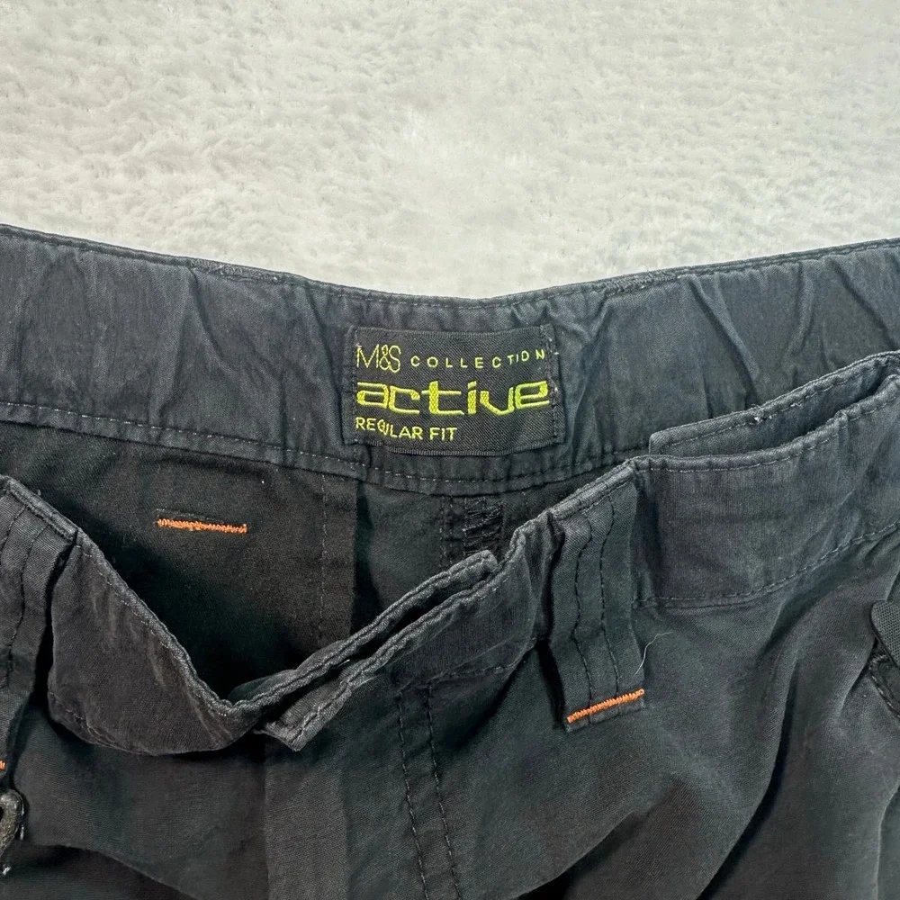 M&S‎ Collection Active Mens 32 Black Stormwear Cargo Shorts Regular Fit